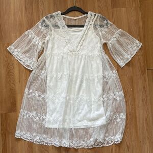 NWT White Lace Overlay Babydoll Dress and Slip. Coquette. Twee. Romantic.
